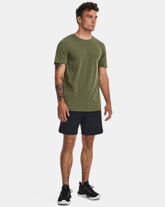 Men's UA RUSH™ Seamless Short Sleeve in Green image number 2